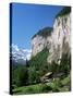 Lauterbrunnen and Staubbach Falls, Jungfrau Region, Switzerland-Roy Rainford-Stretched Canvas