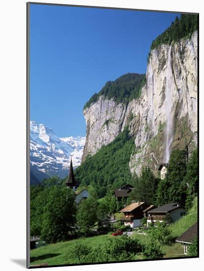 Lauterbrunnen and Staubbach Falls, Jungfrau Region, Switzerland-Roy Rainford-Mounted Photographic Print