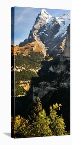 Lauterbrunnen Valley with Mt Eiger in the Background, Murren, Bernese Oberland, Bern, Switzerland-null-Stretched Canvas