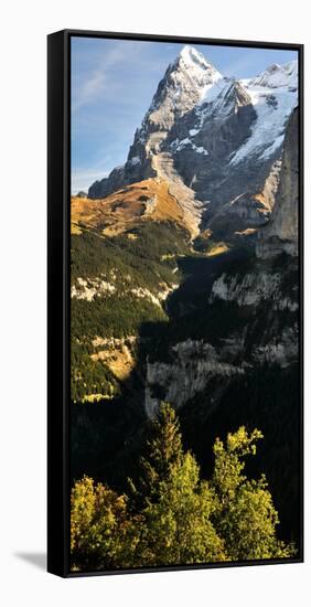 Lauterbrunnen Valley with Mt Eiger in the Background, Murren, Bernese Oberland, Bern, Switzerland-null-Framed Stretched Canvas