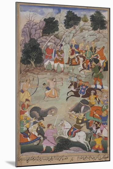 Lava and Kishu Engage Lakshmana in Battle,1598-Makra-Mounted Giclee Print