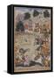 Lava and Kishu Engage Lakshmana in Battle,1598-Makra-Framed Stretched Canvas