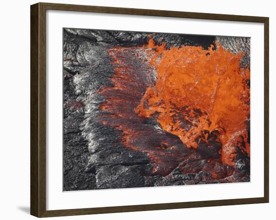 Lava Bursting at Edge of Active Lava Lake, Erta Ale Volcano, Danakil Depression, Ethiopia-Stocktrek Images-Framed Photographic Print