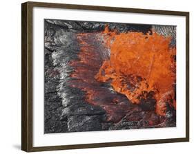 Lava Bursting at Edge of Active Lava Lake, Erta Ale Volcano, Danakil Depression, Ethiopia-Stocktrek Images-Framed Photographic Print