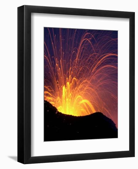 Lava Bursts from Mount Etna, Near Nicolosi, Italy, Wednesday July 25, 2001-Pier Paolo Cito-Framed Premium Photographic Print