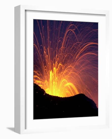 Lava Bursts from Mount Etna, Near Nicolosi, Italy, Wednesday July 25, 2001-Pier Paolo Cito-Framed Photographic Print