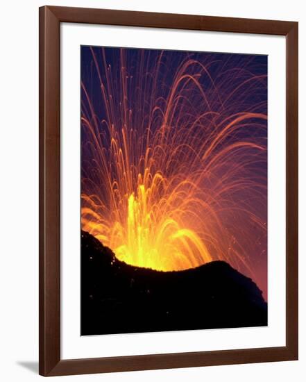 Lava Bursts from Mount Etna, Near Nicolosi, Italy, Wednesday July 25, 2001-Pier Paolo Cito-Framed Photographic Print