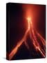 Lava Cascades Down the Slopes of Mayon Volcano in a Continuing Mild Eruption at Dusk, Philippines-null-Stretched Canvas