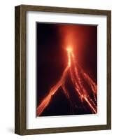 Lava Cascades Down the Slopes of Mayon Volcano in a Continuing Mild Eruption at Dusk, Philippines-null-Framed Photographic Print