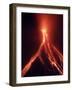 Lava Cascades Down the Slopes of Mayon Volcano in a Continuing Mild Eruption at Dusk, Philippines-null-Framed Photographic Print