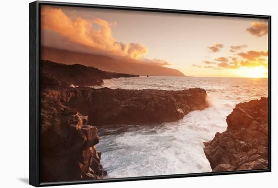 Lava Coast of Las Puntas at Sunset, El Golfo, Biosphere Reserve, El Hierro, Canary Islands, Spain-Markus Lange-Framed Photographic Print