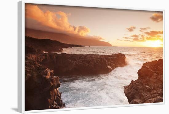 Lava Coast of Las Puntas at Sunset, El Golfo, Biosphere Reserve, El Hierro, Canary Islands, Spain-Markus Lange-Framed Photographic Print