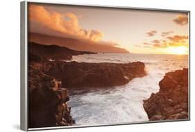 Lava Coast of Las Puntas at Sunset, El Golfo, Biosphere Reserve, El Hierro, Canary Islands, Spain-Markus Lange-Framed Photographic Print