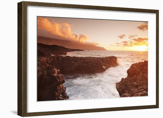 Lava Coast of Las Puntas at Sunset, El Golfo, Biosphere Reserve, El Hierro, Canary Islands, Spain-Markus Lange-Framed Photographic Print