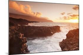 Lava Coast of Las Puntas at Sunset, El Golfo, Biosphere Reserve, El Hierro, Canary Islands, Spain-Markus Lange-Mounted Photographic Print