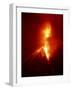 Lava Explodes from the Mount Mayon Volcano Amid Clouds of Gas and Ash-null-Framed Photographic Print