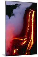 Lava Flowing Down Cliff Into the Ocean-Brad Lewis-Mounted Photographic Print