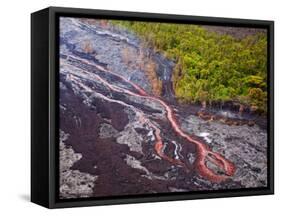 Lava Flowing from Kilauea Volcano, Hawaii Volcanoes National Park, the Big Island, Hawaii-Michael DeFreitas-Framed Stretched Canvas