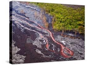 Lava Flowing from Kilauea Volcano, Hawaii Volcanoes National Park, the Big Island, Hawaii-Michael DeFreitas-Stretched Canvas
