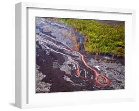 Lava Flowing from Kilauea Volcano, Hawaii Volcanoes National Park, the Big Island, Hawaii-Michael DeFreitas-Framed Photographic Print