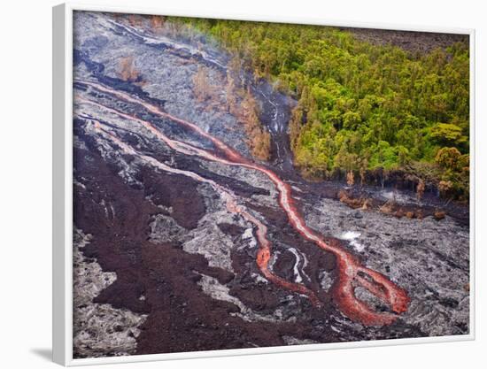 Lava Flowing from Kilauea Volcano, Hawaii Volcanoes National Park, the Big Island, Hawaii-Michael DeFreitas-Framed Photographic Print