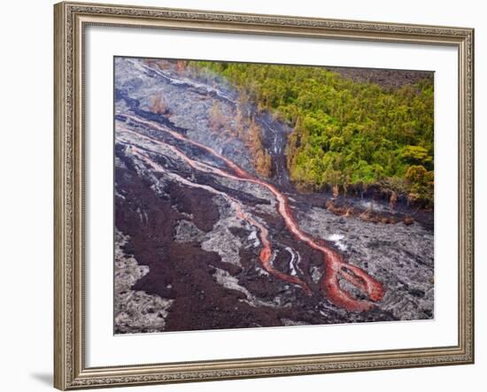 Lava Flowing from Kilauea Volcano, Hawaii Volcanoes National Park, the Big Island, Hawaii-Michael DeFreitas-Framed Photographic Print