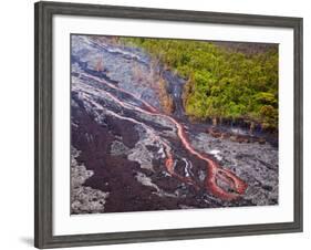 Lava Flowing from Kilauea Volcano, Hawaii Volcanoes National Park, the Big Island, Hawaii-Michael DeFreitas-Framed Photographic Print