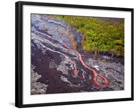 Lava Flowing from Kilauea Volcano, Hawaii Volcanoes National Park, the Big Island, Hawaii-Michael DeFreitas-Framed Photographic Print