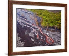 Lava Flowing from Kilauea Volcano, Hawaii Volcanoes National Park, the Big Island, Hawaii-Michael DeFreitas-Framed Photographic Print