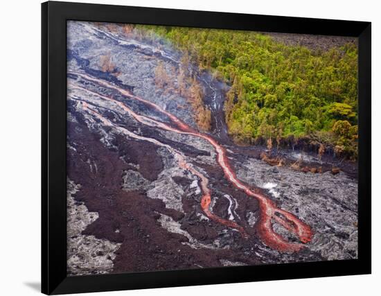 Lava Flowing from Kilauea Volcano, Hawaii Volcanoes National Park, the Big Island, Hawaii-Michael DeFreitas-Framed Photographic Print