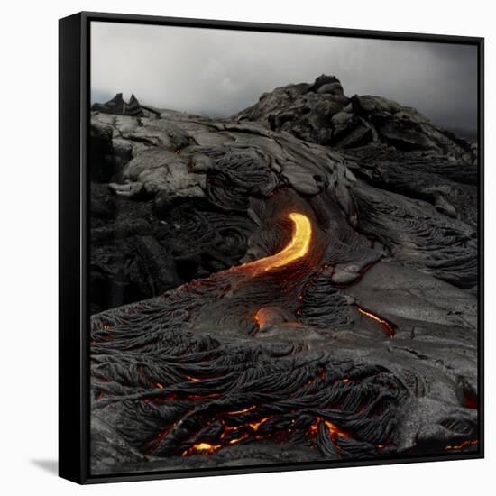 Lava Flowing From Volcano.-Fay Godwin-Framed Stretched Canvas