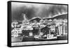 Lava Flowing into Icelandic Town-null-Framed Stretched Canvas