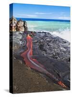 Lava Flowing Into Ocean, Hawaii-David Nunuk-Stretched Canvas