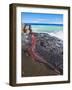 Lava Flowing Into Ocean, Hawaii-David Nunuk-Framed Photographic Print