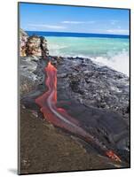 Lava Flowing Into Ocean, Hawaii-David Nunuk-Mounted Photographic Print