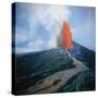 Lava fountain in Pu'u O'o Vent on Kilauea Volcano-Douglas Peebles-Stretched Canvas