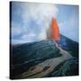 Lava fountain in Pu'u O'o Vent on Kilauea Volcano-Douglas Peebles-Stretched Canvas