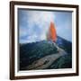 Lava fountain in Pu'u O'o Vent on Kilauea Volcano-Douglas Peebles-Framed Photographic Print