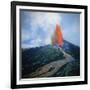 Lava fountain in Pu'u O'o Vent on Kilauea Volcano-Douglas Peebles-Framed Photographic Print