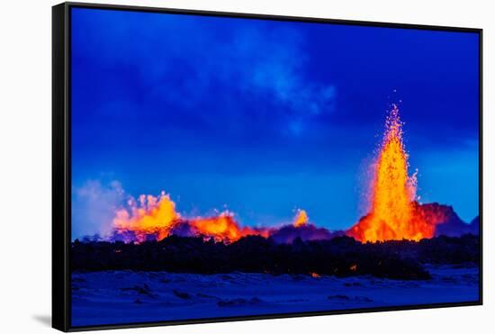Lava Fountains at the Holuhraun Fissure Eruption Near Bardarbunga Volcano, Iceland-null-Framed Stretched Canvas