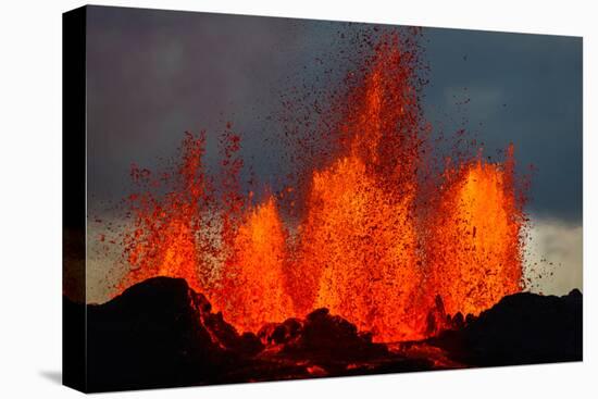 Lava Fountains at the Holuhraun Fissure Eruption Near Bardarbunga Volcano, Iceland-null-Stretched Canvas