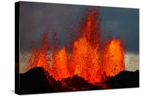 Lava Fountains at the Holuhraun Fissure Eruption Near Bardarbunga Volcano, Iceland-null-Stretched Canvas