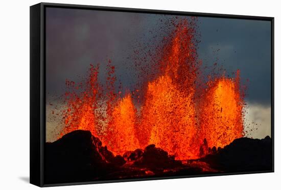 Lava Fountains at the Holuhraun Fissure Eruption Near Bardarbunga Volcano, Iceland-null-Framed Stretched Canvas