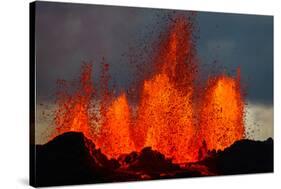 Lava Fountains at the Holuhraun Fissure Eruption Near Bardarbunga Volcano, Iceland-null-Stretched Canvas