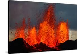 Lava Fountains at the Holuhraun Fissure Eruption Near Bardarbunga Volcano, Iceland-null-Stretched Canvas