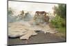 Lava from Kilauea Volcano Consumes Home-null-Mounted Photographic Print