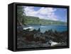 Lava Rock Along Keanae Peninsula-James Randklev-Framed Stretched Canvas