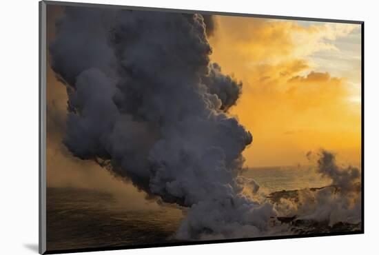 Lava Steam, Ocean The Big Island, Hawaii-Vincent James-Mounted Photographic Print