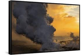 Lava Steam, Ocean The Big Island, Hawaii-Vincent James-Framed Stretched Canvas