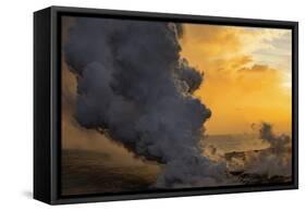 Lava Steam, Ocean The Big Island, Hawaii-Vincent James-Framed Stretched Canvas